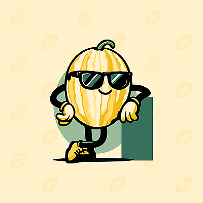 캐릭터 일러스트 의인화 사람없음 여름 선글라스 노란색 귀여움 기댐 복고 참외 과일캐릭터 일러캐릭터 AI파일 계절 안경 컬러 컨셉 과일 모션 파일형식 벡터