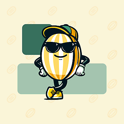 캐릭터 모자 포즈 일러스트 의인화 사람없음 여름 선글라스 노란색 귀여움 복고 참외 과일캐릭터 일러캐릭터 AI파일 잡화 계절 안경 컬러 컨셉 과일 파일형식 벡터