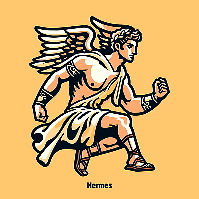 전신 남자 날개 일러스트 한명 성인 신 신화 그리스로마신화 헤르메스 성인남자한명만 국내일러스트 AI파일 1 종교 사람 신_종교 남자한명만 성인남자만 파일형식 벡터