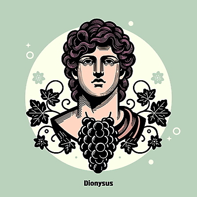 남자 일러스트 포도 한명 성인 신 신화 그리스로마신화 디오니소스 포도넝쿨 성인남자한명만 국내일러스트 AI파일 1 종교 과일 사람 신_종교 덩굴 남자한명만 성인남자만 파일형식 벡터