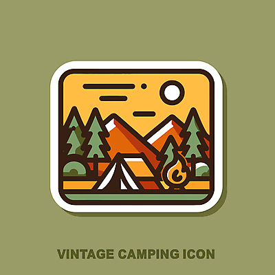 나무 일러스트 산 아웃도어 텐트 사람없음 라벨 캠핑 빈티지 캠핑장 엘리먼트 국내일러스트 AI파일 식물 컨셉 레저 프레임 캠핑도구 파일형식 벡터
