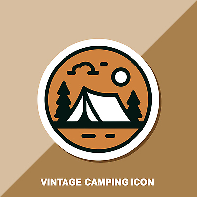 나무 일러스트 산 아웃도어 텐트 사람없음 라벨 캠핑 빈티지 엘리먼트 국내일러스트 AI파일 식물 컨셉 레저 프레임 캠핑도구 파일형식 벡터