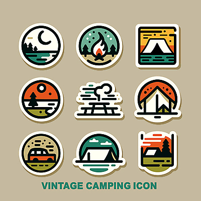 나무 일러스트 배낭 자동차 아웃도어 텐트 캠핑도구 사람없음 태양 라벨 캠핑 달 빈티지 모닥불 엘리먼트 백패킹 차박 국내일러스트 AI파일 자연요소 식물 육상교통 컨셉 가방 불 레저 프레임 레포츠 도구 파일형식 벡터