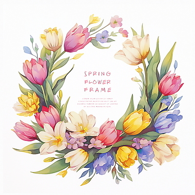 PSD 디자인 잎 일러스트 프레임 사람없음 장식 컬러풀 봄 튤립 화사함 라일락 국내일러스트 식물 계절 꽃 컬러 컨셉 파일형식