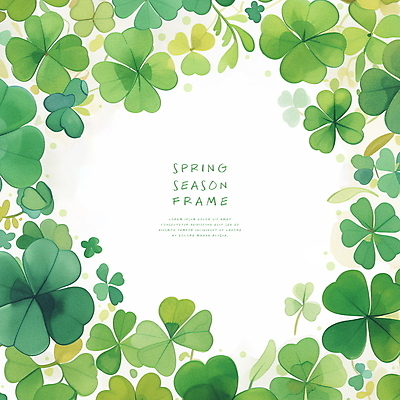 PSD 디자인 일러스트 프레임 사람없음 장식 초록색 봄 행운 네잎클로버 클로버 국내일러스트 식물 계절 컬러 컨셉 파일형식