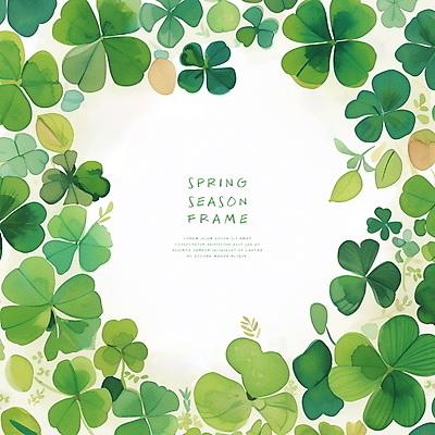PSD 디자인 일러스트 프레임 사람없음 장식 초록색 봄 행운 네잎클로버 클로버 국내일러스트 식물 계절 컬러 컨셉 파일형식