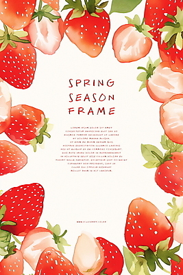 PSD 디자인 일러스트 딸기 프레임 사람없음 장식 빨간색 봄 달콤 국내일러스트 계절 컬러 과일 맛 파일형식
