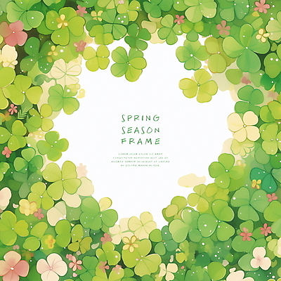PSD 디자인 일러스트 자연 프레임 사람없음 장식 초록색 봄 네잎클로버 클로버 국내일러스트 식물 계절 컬러 생태계 파일형식