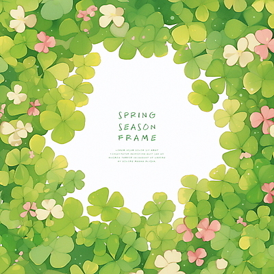 PSD 디자인 일러스트 프레임 사람없음 장식 초록색 봄 네잎클로버 클로버 국내일러스트 식물 계절 컬러 파일형식