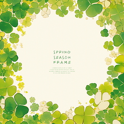 PSD 디자인 일러스트 프레임 사람없음 장식 초록색 봄 행운 네잎클로버 클로버 국내일러스트 식물 계절 컬러 컨셉 파일형식