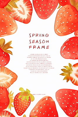 PSD 디자인 일러스트 딸기 프레임 사람없음 장식 빨간색 봄 달콤 국내일러스트 계절 컬러 과일 맛 파일형식