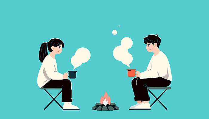 전신 커플 여자 남자 커피 의자 일러스트 휴식 대화 들기 앉기 성인 두명 파란색 마주보기 머그컵 포근함 모닥불 마주앉기 성인만 국내일러스트 AI파일 음료 컬러 가구 컨셉 관계 모션 불 말하기 사람 컵 감각 파일형식 벡터