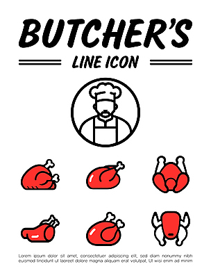 아이콘 남자 수염 뼈 요리사모자 육류 한명 성인 빨간색 닭고기 라인아이콘 닭다리 닭날개 정육점 성인남자한명만 2D아이콘 AI파일 모자_잡화 1 컬러 식재료 사람 상점 요리사 남자한명만 성인남자만 파일형식 벡터