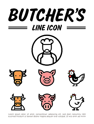 아이콘 남자 수염 육류 한명 성인 앞치마 닭 돼지 소 라인아이콘 돼지머리 소머리 정육점 코뚜레 성인남자한명만 2D아이콘 AI파일 1 식재료 포유류 조류 사람 상점 고리 대가리 남자한명만 성인남자만 파일형식 벡터