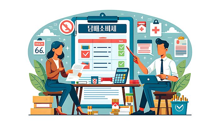 JPG 여자 남자 백그라운드 일러스트 담배 들기 앉기 성인 두명 노트북 연필 가리킴 책상 디지털합성 체크표시 문서 법 서류판 세금 성인만 편집소스 국내일러스트 AI일러스트 AI콘텐츠 가구 모션 학용품 사람 손짓 전자제품 필기구 사무용품 확인 파일형식