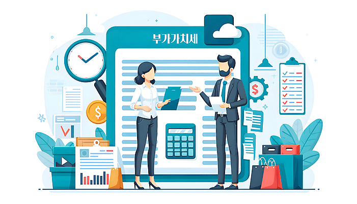 JPG 여자 남자 시계 백그라운드 일러스트 돋보기 그래프 들기 성인 두명 쇼핑백 계산기 디지털합성 문서 법 서류판 세금 성인만 편집소스 부가가치세 국내일러스트 AI일러스트 AI콘텐츠 가방 모션 문구용품 사람 사무용품 장비 파일형식