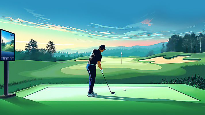 JPG 전신 남자 스포츠 일러스트 한명 들기 성인 스크린 골프채 연습 스크린골프 스크린골프장 성인남자한명만 국내일러스트 AI일러스트 AI콘텐츠 1 골프 모션 골프장 골프용품 사람 남자한명만 성인남자만 파일형식