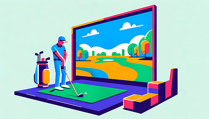 JPG 전신 남자 스포츠 일러스트 한명 들기 성인 스크린 골프채 골프가방 연습 스크린골프 스크린골프장 성인남자한명만 국내일러스트 AI일러스트 AI콘텐츠 1 골프 가방 모션 골프장 골프용품 사람 남자한명만 성인남자만 파일형식