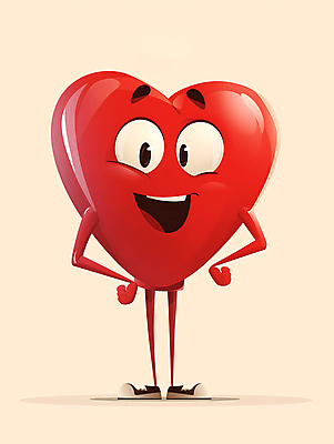 JPG 일러스트 표정 사랑 웃음 사람없음 빨간색 하트 디지털합성 편집소스 하트캐릭터 일러캐릭터 AI일러스트 AI콘텐츠 모양 캐릭터 감정 컬러 파일형식