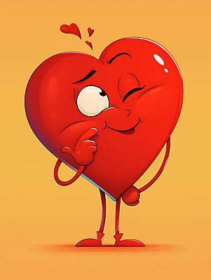 JPG 일러스트 표정 사랑 윙크 웃음 사람없음 빨간색 하트 디지털합성 편집소스 하트캐릭터 일러캐릭터 AI일러스트 AI콘텐츠 모양 캐릭터 감정 컬러 파일형식