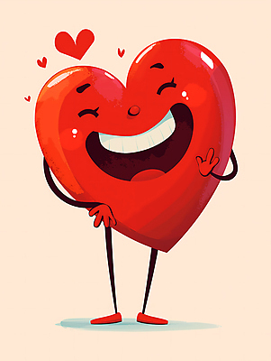 JPG 일러스트 표정 사랑 웃음 사람없음 빨간색 하트 디지털합성 편집소스 하트캐릭터 일러캐릭터 AI일러스트 AI콘텐츠 모양 캐릭터 감정 컬러 파일형식