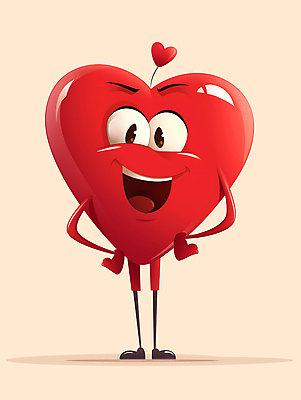 JPG 일러스트 표정 사랑 웃음 사람없음 빨간색 하트 디지털합성 편집소스 하트캐릭터 일러캐릭터 AI일러스트 AI콘텐츠 모양 캐릭터 감정 컬러 파일형식