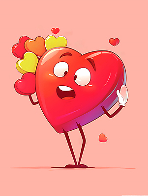 JPG 일러스트 표정 사랑 들기 사람없음 빨간색 하트 디지털합성 편집소스 하트캐릭터 일러캐릭터 AI일러스트 AI콘텐츠 모양 캐릭터 감정 컬러 모션 파일형식