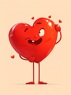 JPG 일러스트 표정 사랑 윙크 웃음 사람없음 빨간색 하트 디지털합성 편집소스 하트캐릭터 일러캐릭터 AI일러스트 AI콘텐츠 모양 캐릭터 감정 컬러 파일형식