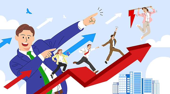 전신 구름 여자 남자 화살표 일러스트 조류 성공 직장 여러명 성인 점프 가리킴 깃발 직장인 조직 그룹 동료 리더 상승 오르기 성인만 국내일러스트 AI파일 자연요소 동물 직업 다수 컨셉 회사 관계 모션 사람 손짓 파일형식 벡터