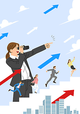 전신 구름 여자 남자 화살표 일러스트 성공 직장 여러명 성인 계단 쌍안경 가리킴 도시 직장인 조직 그룹 동료 리더 상승 성인만 국내일러스트 AI파일 자연요소 직업 다수 컨셉 회사 관계 사람 손짓 망원경 파일형식 벡터