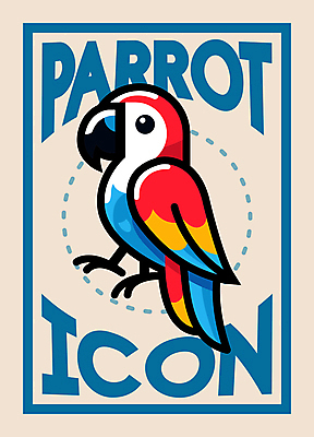 아이콘 점선 프레임 타이포그라피 사람없음 파란색 앵무새 2D아이콘 AI파일 문자 선 컬러 조류 파일형식 벡터