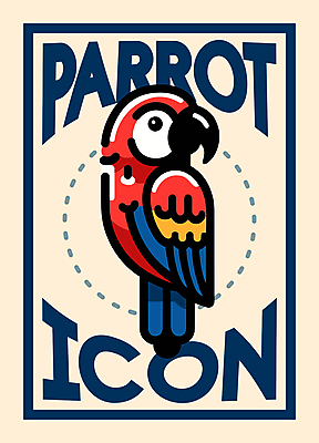 아이콘 점선 프레임 타이포그라피 사람없음 파란색 앵무새 2D아이콘 AI파일 문자 선 컬러 조류 파일형식 벡터