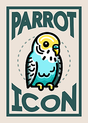 아이콘 점선 프레임 타이포그라피 사람없음 초록색 앵무새 2D아이콘 AI파일 문자 선 컬러 조류 파일형식 벡터