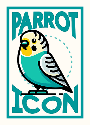 아이콘 점선 프레임 타이포그라피 사람없음 앵무새 민트색 2D아이콘 AI파일 문자 선 컬러 조류 파일형식 벡터