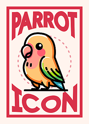 아이콘 점선 프레임 타이포그라피 사람없음 빨간색 앵무새 2D아이콘 AI파일 문자 선 컬러 조류 파일형식 벡터