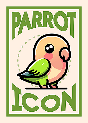 아이콘 점선 프레임 타이포그라피 사람없음 초록색 앵무새 2D아이콘 AI파일 문자 선 컬러 조류 파일형식 벡터