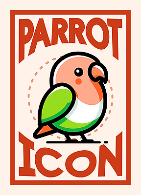 아이콘 점선 프레임 타이포그라피 사람없음 빨간색 앵무새 2D아이콘 AI파일 문자 선 컬러 조류 파일형식 벡터