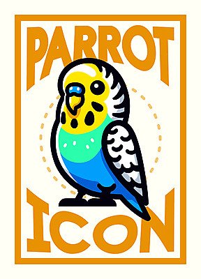 아이콘 점선 프레임 타이포그라피 사람없음 노란색 앵무새 2D아이콘 AI파일 문자 선 컬러 조류 파일형식 벡터