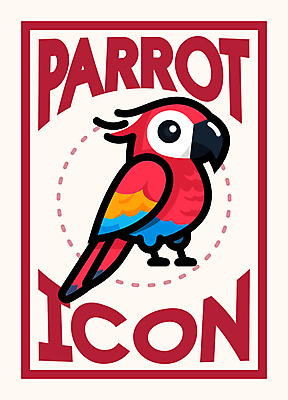 아이콘 점선 프레임 타이포그라피 사람없음 빨간색 앵무새 2D아이콘 AI파일 문자 선 컬러 조류 파일형식 벡터
