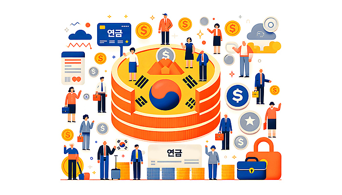 JPG 전신 구름 여자 노년 남자 백그라운드 일러스트 자물쇠 여러명 성인 동전 디지털합성 태극 연금 제도 편집소스 국내일러스트 AI일러스트 AI콘텐츠 자연요소 문양 다수 돈 사람 파일형식