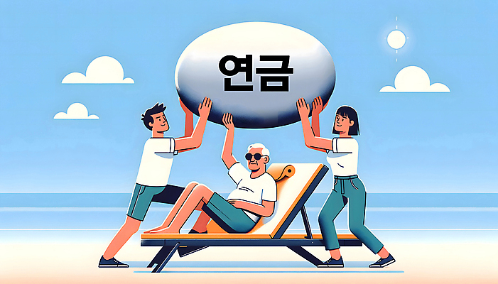 JPG 전신 구름 여자 노년 남자 바다 백그라운드 일러스트 들기 성인 해변 세명 태양 디지털합성 선베드 연금 편집소스 국내일러스트 AI일러스트 AI콘텐츠 자연요소 의자 모션 사람 파일형식
