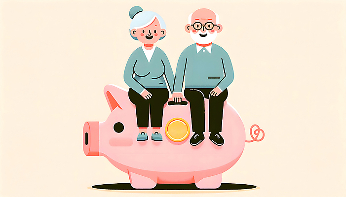 JPG 전신 부부 여자 할아버지 노년 남자 할머니 백그라운드 일러스트 앉기 두명 손잡기 동전 돼지저금통 디지털합성 연금 노인만 편집소스 국내일러스트 AI일러스트 AI콘텐츠 커플 돈 모션 사람 성인 저금통 성인만 파일형식