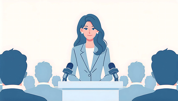 JPG 여자 남자 백그라운드 일러스트 서기 정장 여러명 상반신 성인 파란색 귀걸이 발표 군중 디지털합성 마이크 단상 성인만 편집소스 국내일러스트 AI일러스트 AI콘텐츠 옷 컬러 음향기기 다수 장신구 모션 사람 파일형식