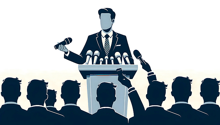 JPG 남자 백그라운드 일러스트 서기 정장 여러명 상반신 성인 파란색 발표 군중 디지털합성 마이크 단상 성인남자만 편집소스 국내일러스트 AI일러스트 AI콘텐츠 옷 컬러 음향기기 다수 모션 사람 남자만 성인만 파일형식