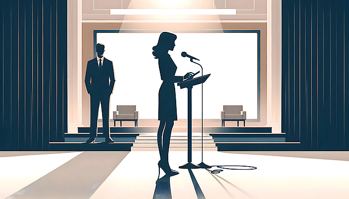 JPG 전신 여자 남자 실루엣 백그라운드 의자 일러스트 성인 두명 계단 발표 디지털합성 마이크 단상 성인만 편집소스 국내일러스트 AI일러스트 AI콘텐츠 음향기기 가구 촬영기법 사람 파일형식