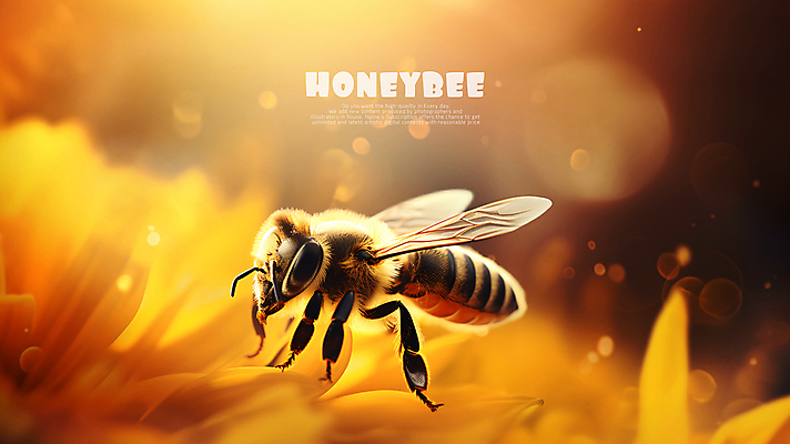 PSD 편집이미지 꽃 백그라운드 타이포그라피 사람없음 노란색 꿀벌 양봉 이미지편집 식물 문자 컬러 벌_곤충 파일형식