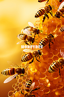 PSD 편집이미지 백그라운드 타이포그라피 사람없음 노란색 꿀벌 벌집 벌꿀 양봉 이미지편집 문자 컬러 벌_곤충 꿀 파일형식