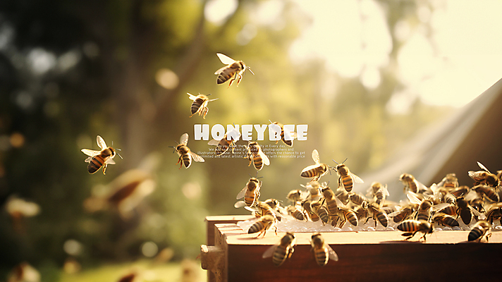 PSD 편집이미지 백그라운드 타이포그라피 사람없음 초록색 꿀벌 양봉 이미지편집 문자 컬러 벌_곤충 파일형식