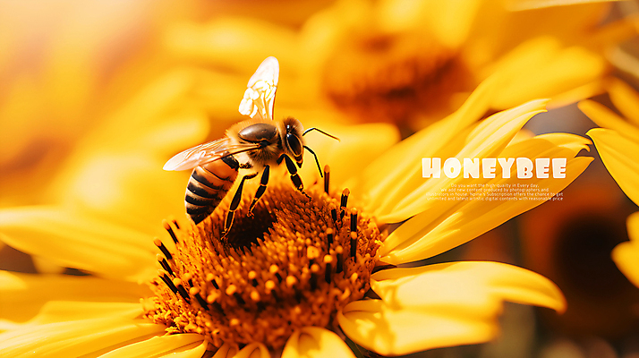 PSD 편집이미지 꽃 백그라운드 타이포그라피 사람없음 노란색 꿀벌 양봉 이미지편집 식물 문자 컬러 벌_곤충 파일형식