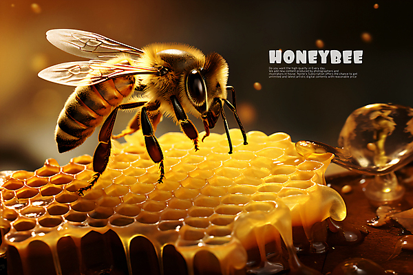 PSD 편집이미지 백그라운드 타이포그라피 사람없음 노란색 꿀벌 벌집 벌꿀 양봉 이미지편집 문자 컬러 벌_곤충 꿀 파일형식